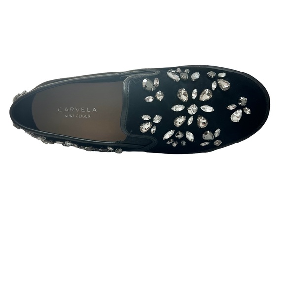 CARVELA KURT GEIGER BLACK SUEDE WITH LARGE CRYSTALS SLIP ON TRAINER SNEAKERS - Picture 12 of 16